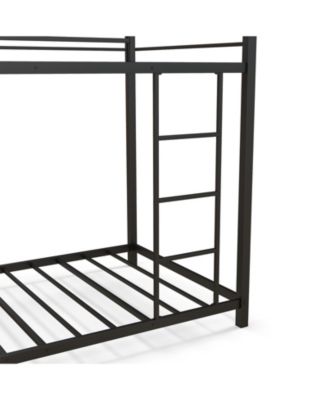 Low Profile Twin Over Twin Metal Bunk Bed with Full-length Guardrails