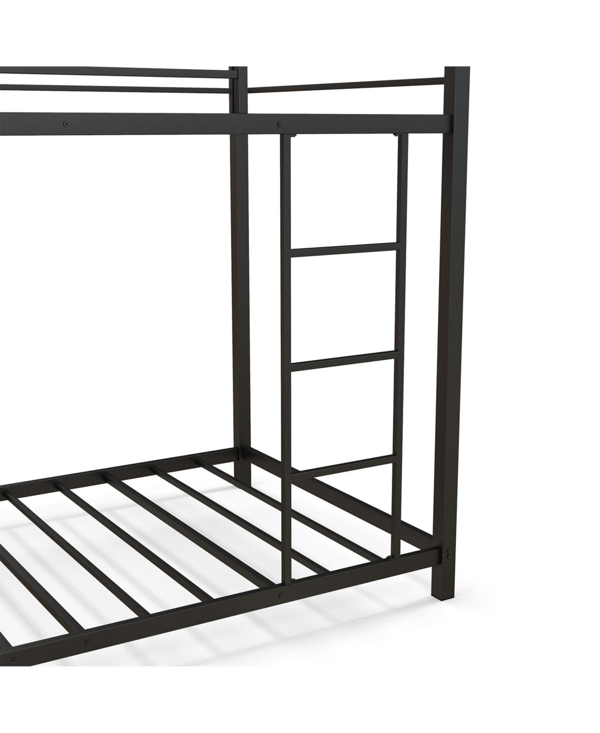 Sugift Low Profile Twin Over Twin Metal Bunk Bed with Full-length Guardrails