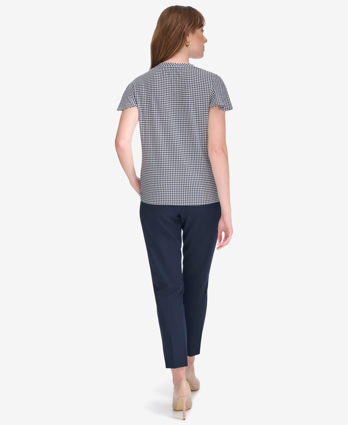 Tommy Hilfiger Women's V-neck Blouse With Ruffle Sleeves In Ivry,midni