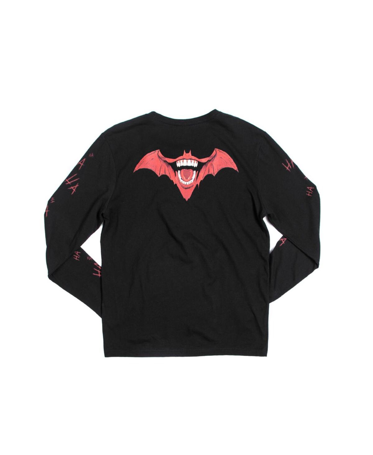 Heroes & Villains Men'sBatman Joker Mash-Up Long Sleeve T-Shirt - Black