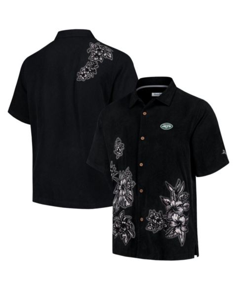 Мужская рубашка Tommy Bahama Black New York Jets Hibiscus Camp Button-Up