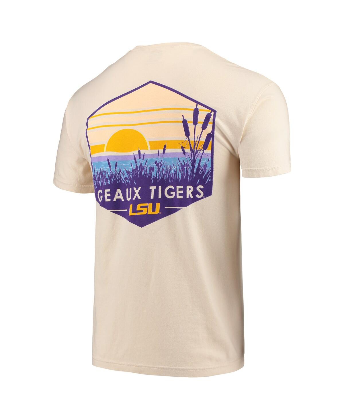 Image One Cream Lsu Tigers Landscape Shield Comfort Colors T-shirt In Cream