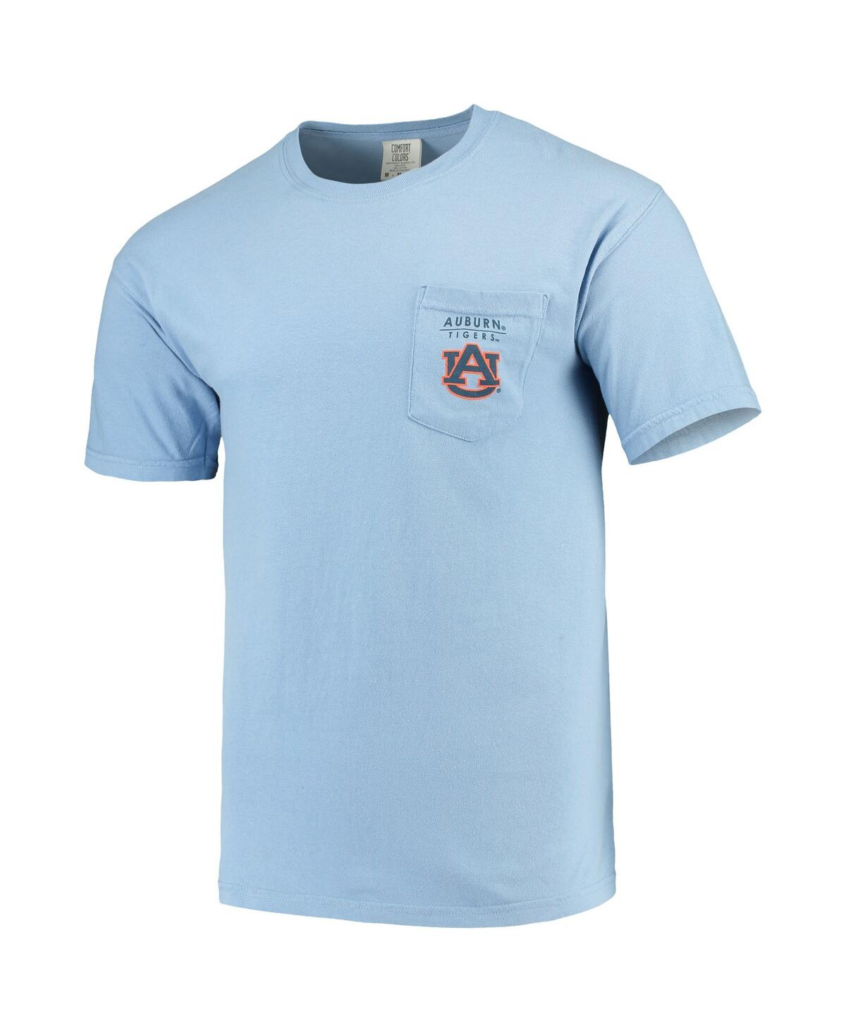 Image One Blue Auburn Tigers Landscape Shield Comfort Colors Pocket T-shirt In Blue