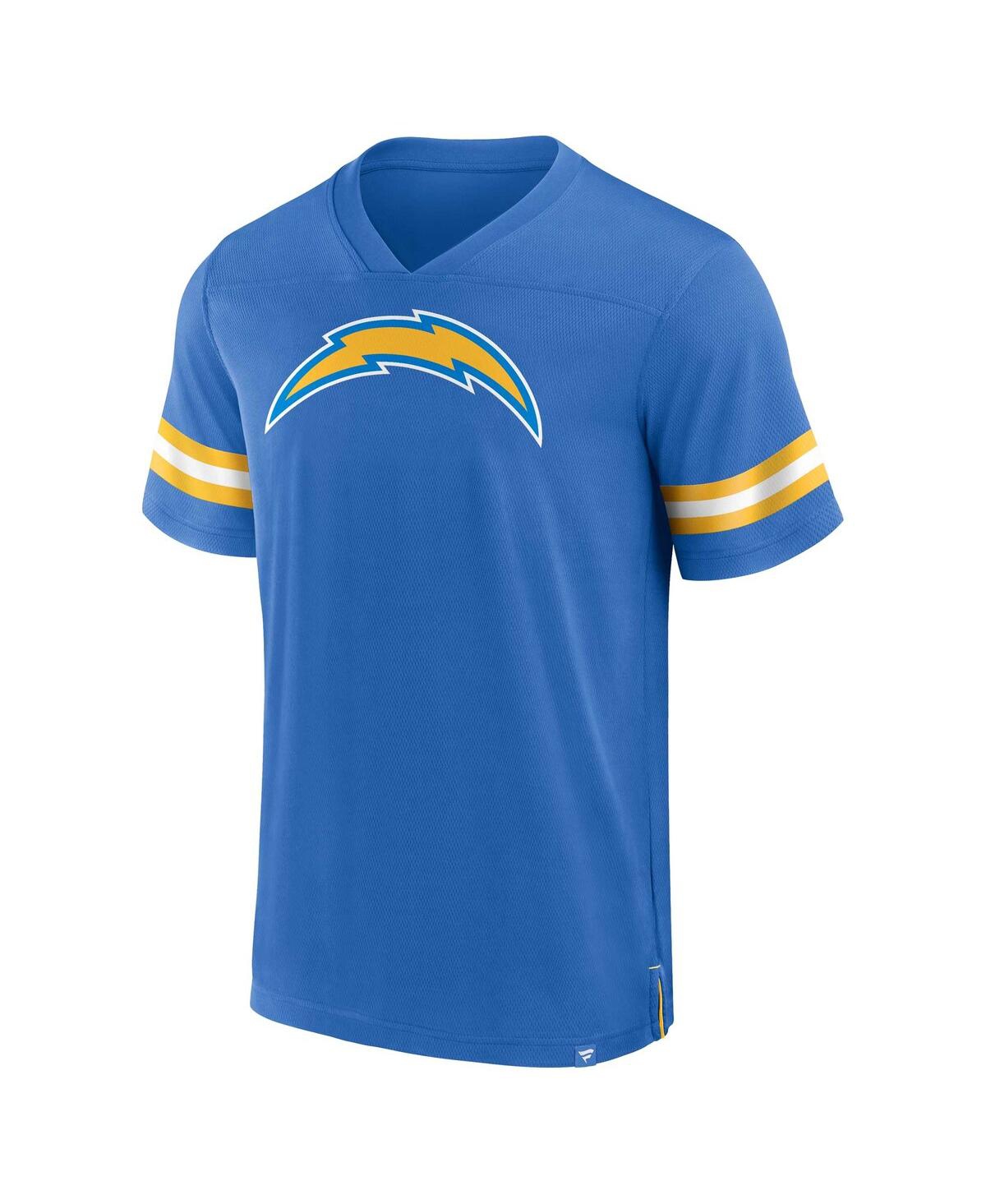 Fanatics Men'sLos Angeles Chargers Jersey Tackle V-Neck T-Shirt - Powder Blue, Gold