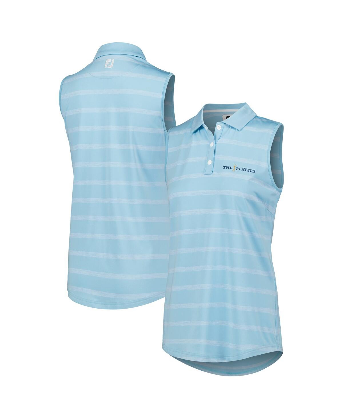 Women's Blue The Players Space Dye Stripe Sleeveless Polo - Blue