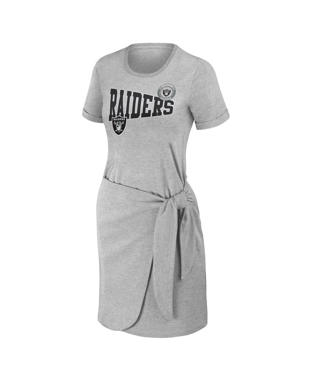 Wear by Erin Andrews Women'sLas Vegas Raiders Knotted T-Shirt Dress - Heather Gray