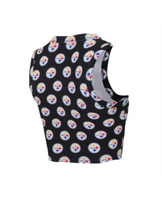 Women's Pittsburgh Steelers Gauge Allover Print Cropped Tank Top Shorts Sleep Set