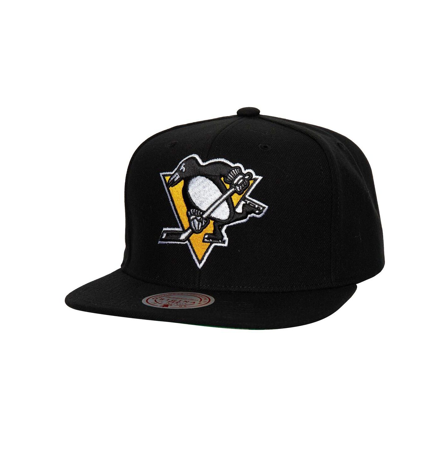 Мужские головные уборы Mitchell & Ness Black Pittsburgh Penguins Core Top Spot Snapback Hat — фото 1