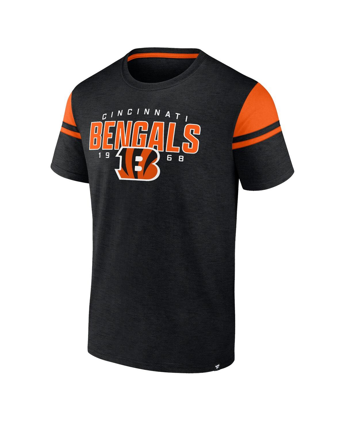 Fanatics Men's Black Cincinnati Bengals Old School Play Slub T-shirt In Black,orange