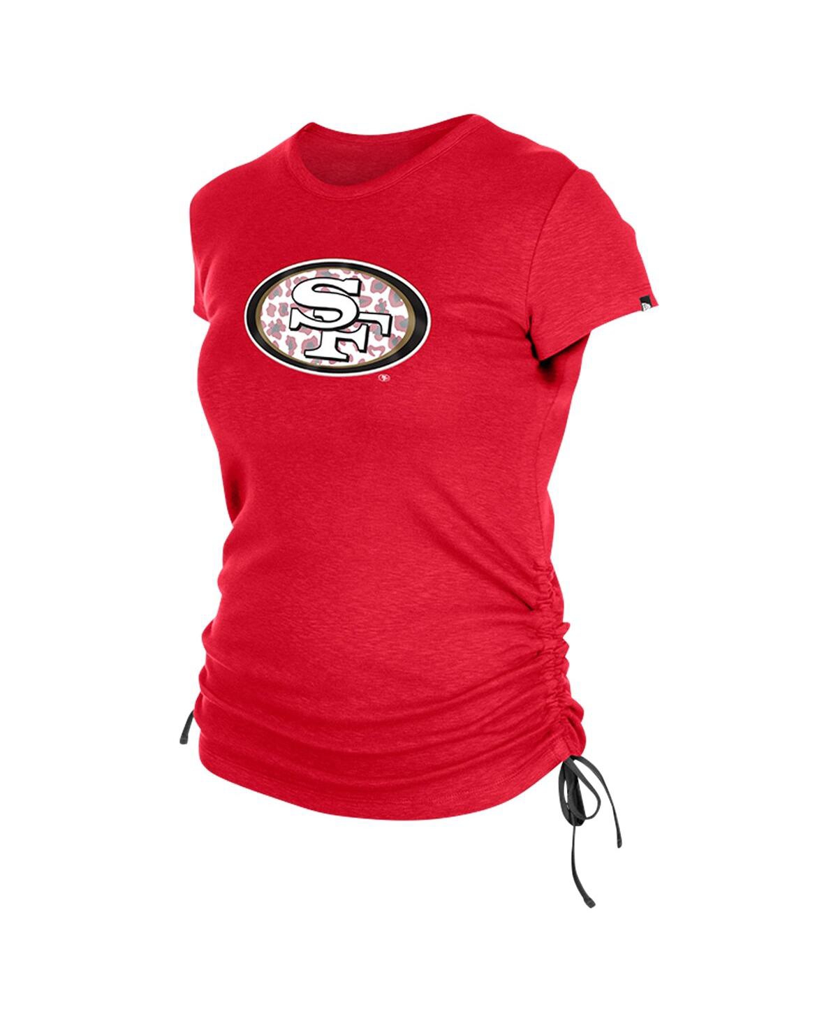 NEW ERA WOMEN'S RED SAN FRANCISCO 49ERS RUCHED SIDE T-SHIRT 