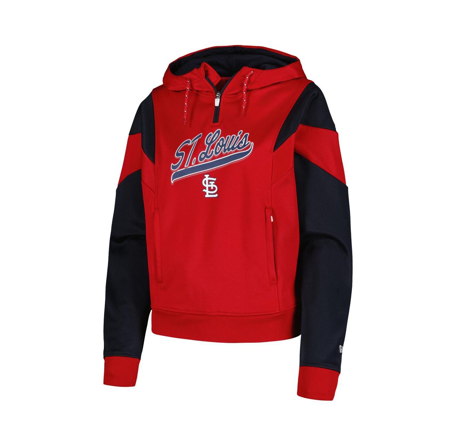Women's Red St. Louis Cardinals Color Block Fleece Quarter-Zip Hoodie