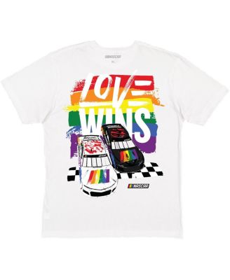 Men's White NASCAR Love Wins Pride T-Shirt