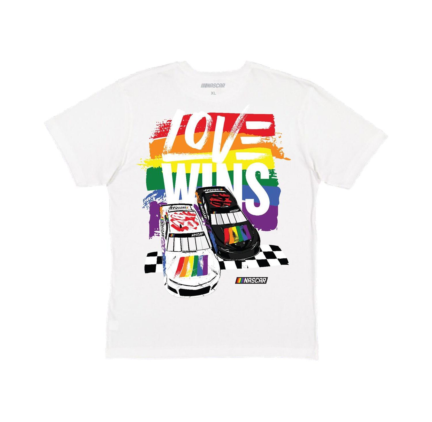 Men's White NASCAR Love Wins Pride T-Shirt