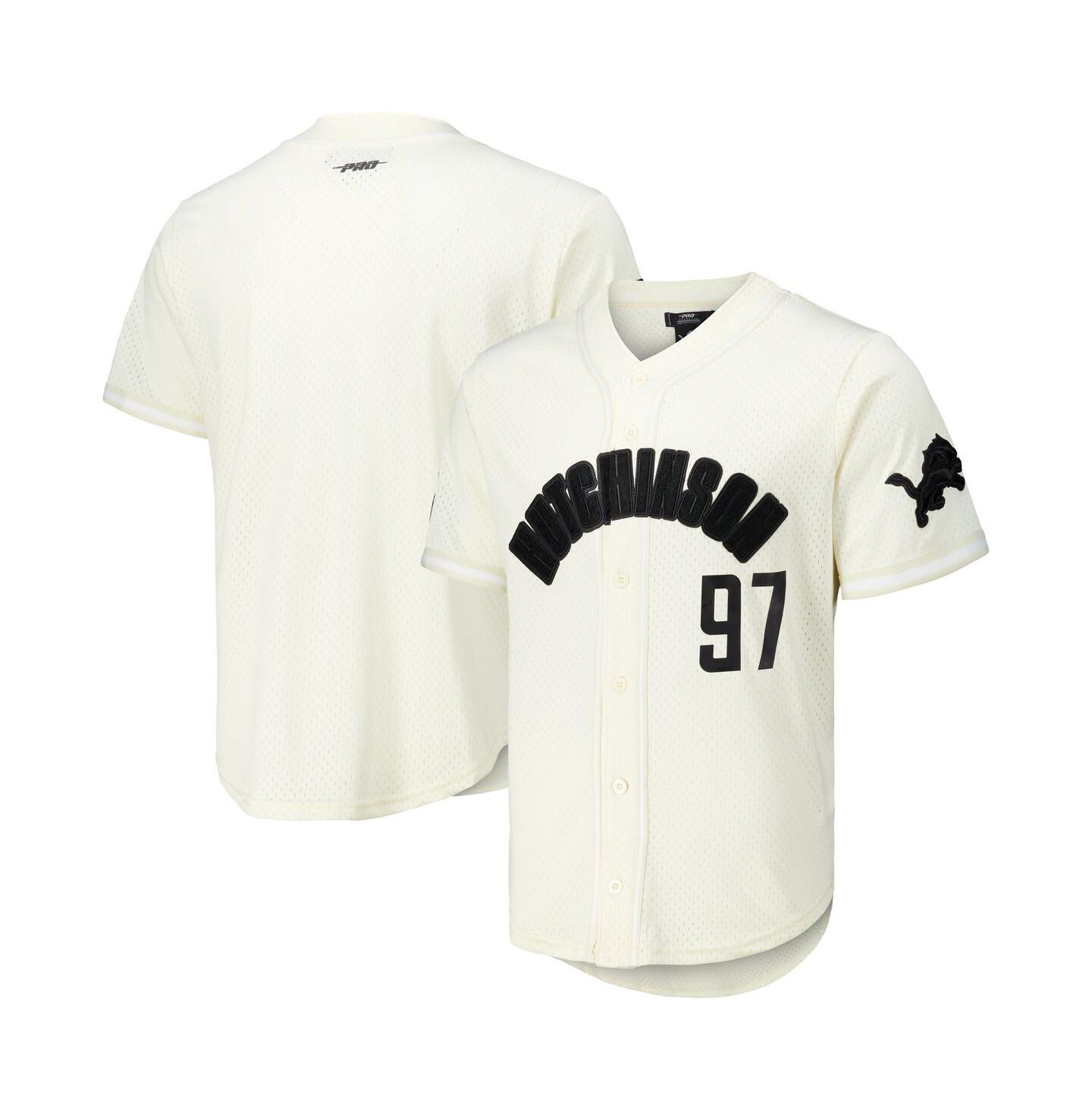 Мужской топ Pro Standard Aidan Hutchinson Cream Detroit Lions Name & Number Triple Tonal Button-Up Baseball Jersey — фото 1