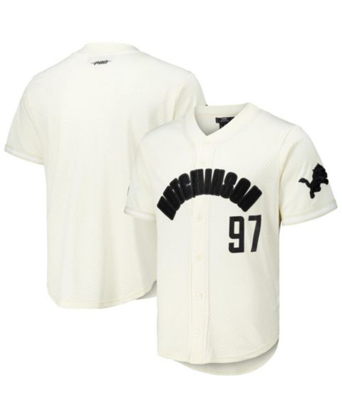 Мужской топ Pro Standard Aidan Hutchinson Cream Detroit Lions Name & Number Triple Tonal Button-Up Baseball Jersey