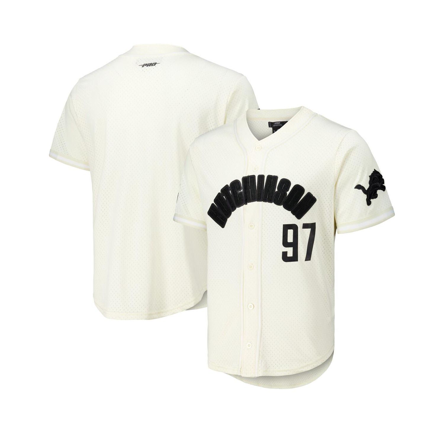 Men's Aidan Hutchinson Cream Detroit Lions Name & Number Triple Tonal Button-Up Baseball Jersey