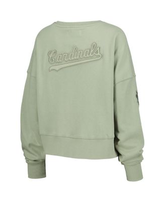 Women's Green St. Louis Cardinals Neutral Oversized Boxy Cropped Pullover Sweatshirt