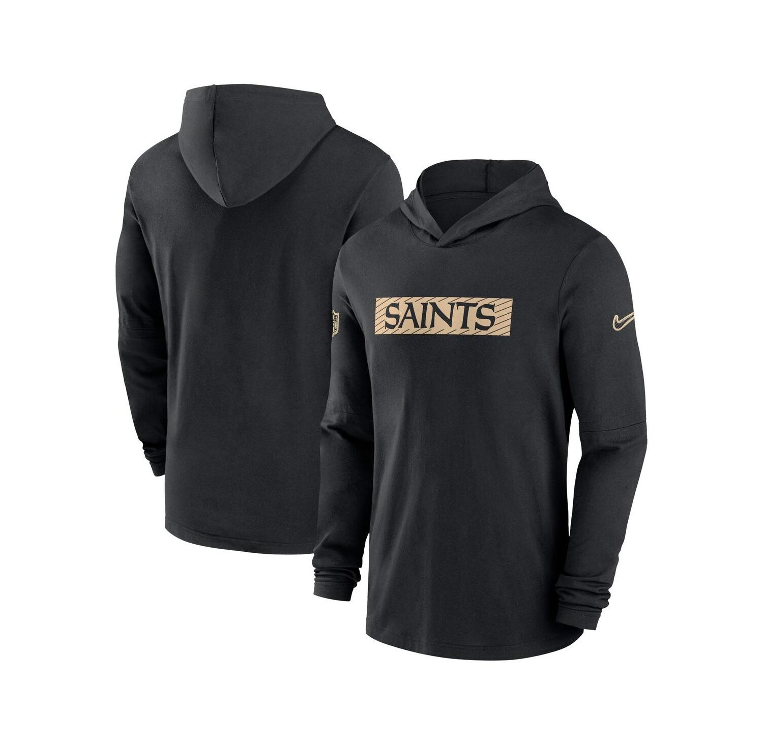 Men's Black New Orleans Saints Sideline Hoodie Performance Long Sleeve T-Shirt
