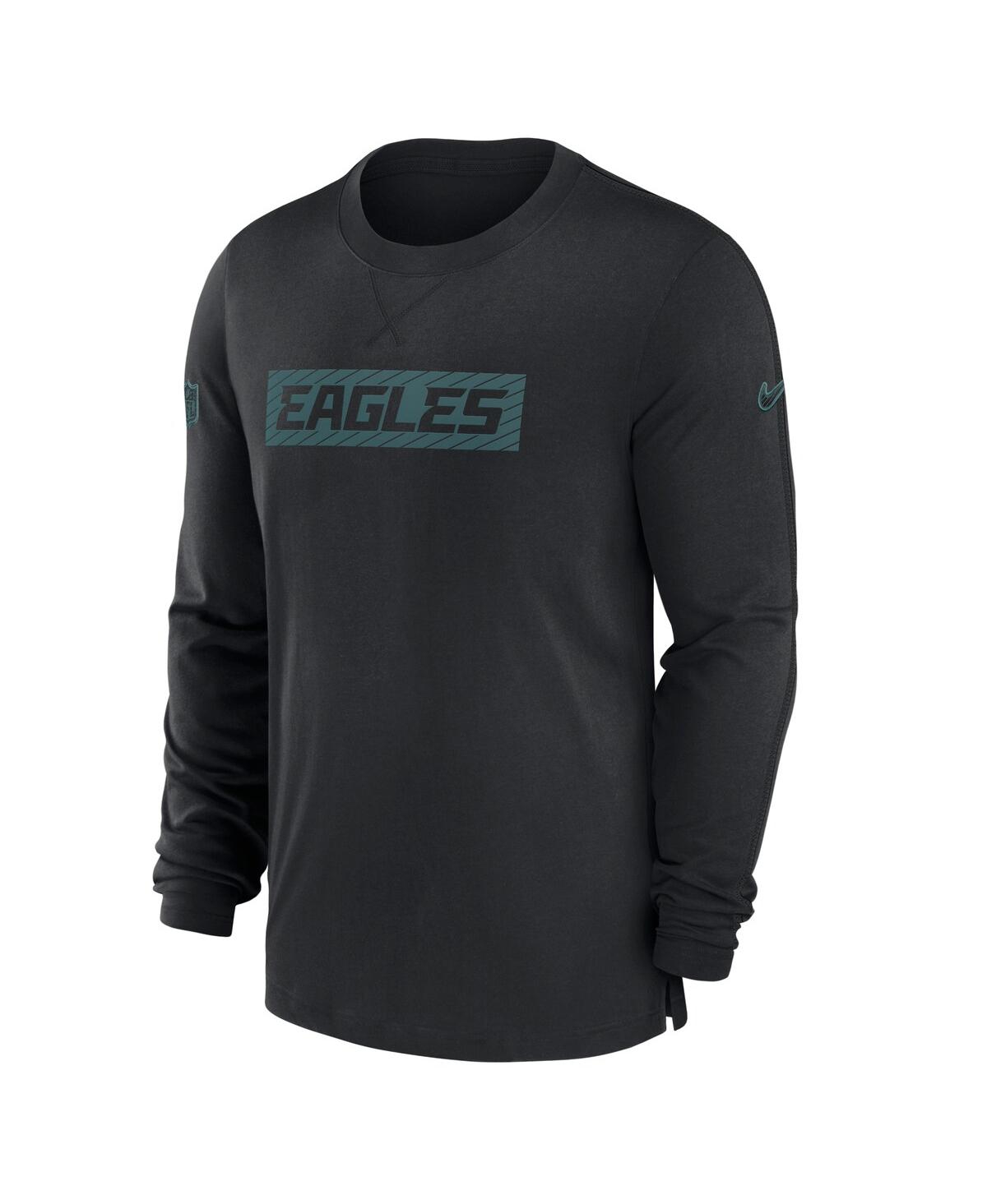 Nike Men's Black Philadelphia Eagles Sideline Player Performance Long Sleeve T-shirt In Black