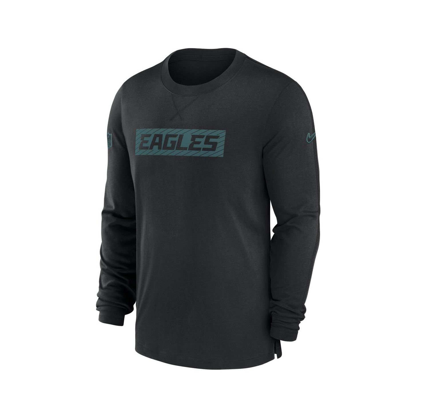 Men's Black Philadelphia Eagles Sideline Player Performance Long Sleeve T-Shirt
