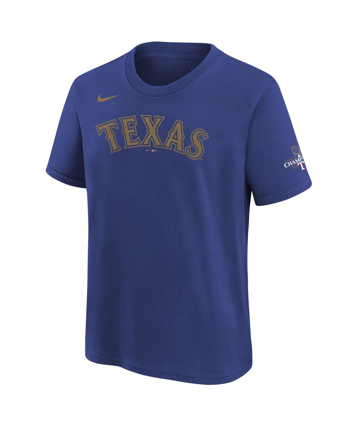 Nike Big Boys and Girls Nathan EovaldiTexas Rangers 2024 Gold Collection Name Number T-Shirt - Blue, Gold
