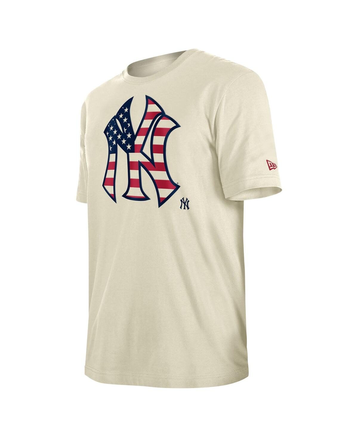 NEW ERA MEN'S CREAM NEW YORK YANKEES 4TH OF JULY FLAG FILL T-SHIRT 