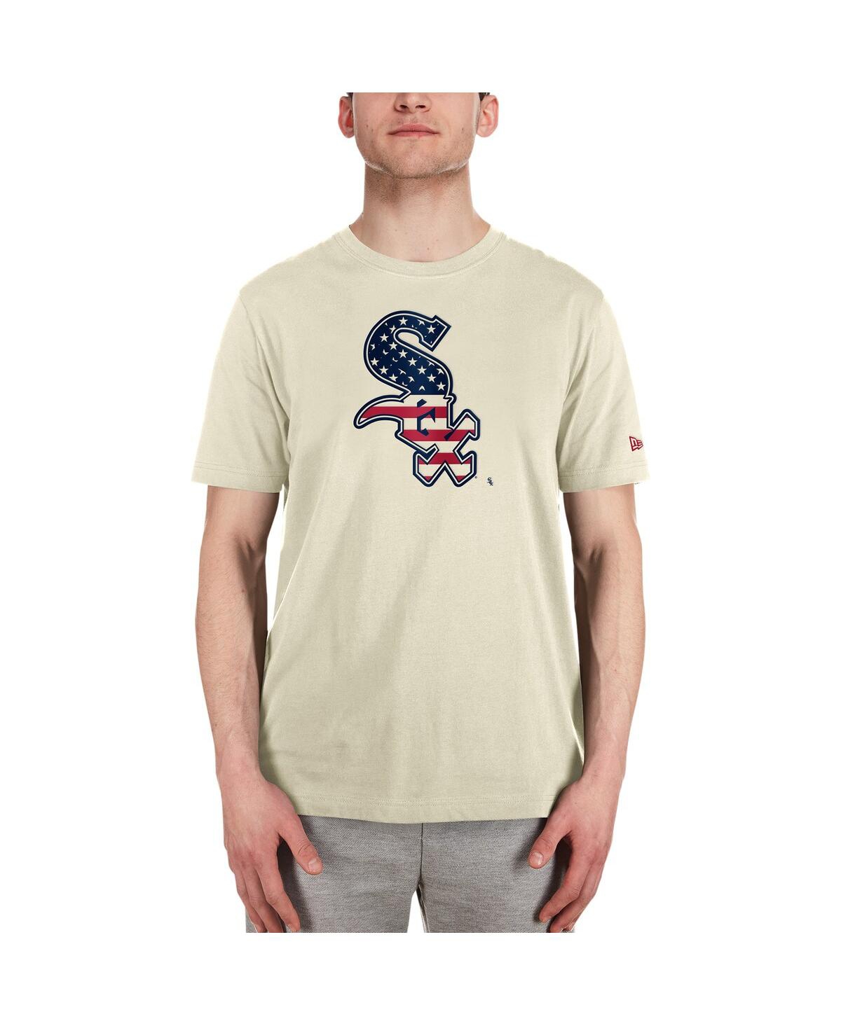 NEW ERA MEN'S CREAM CHICAGO WHITE SOX AMERICANA FLAG FILL T-SHIRT 