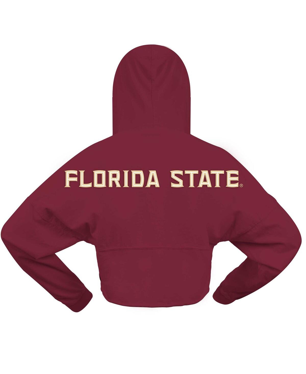 Spirit Jersey Women's Garnet Florida State Seminoles Oversized Cropped Pullover Hoodie In Garnet