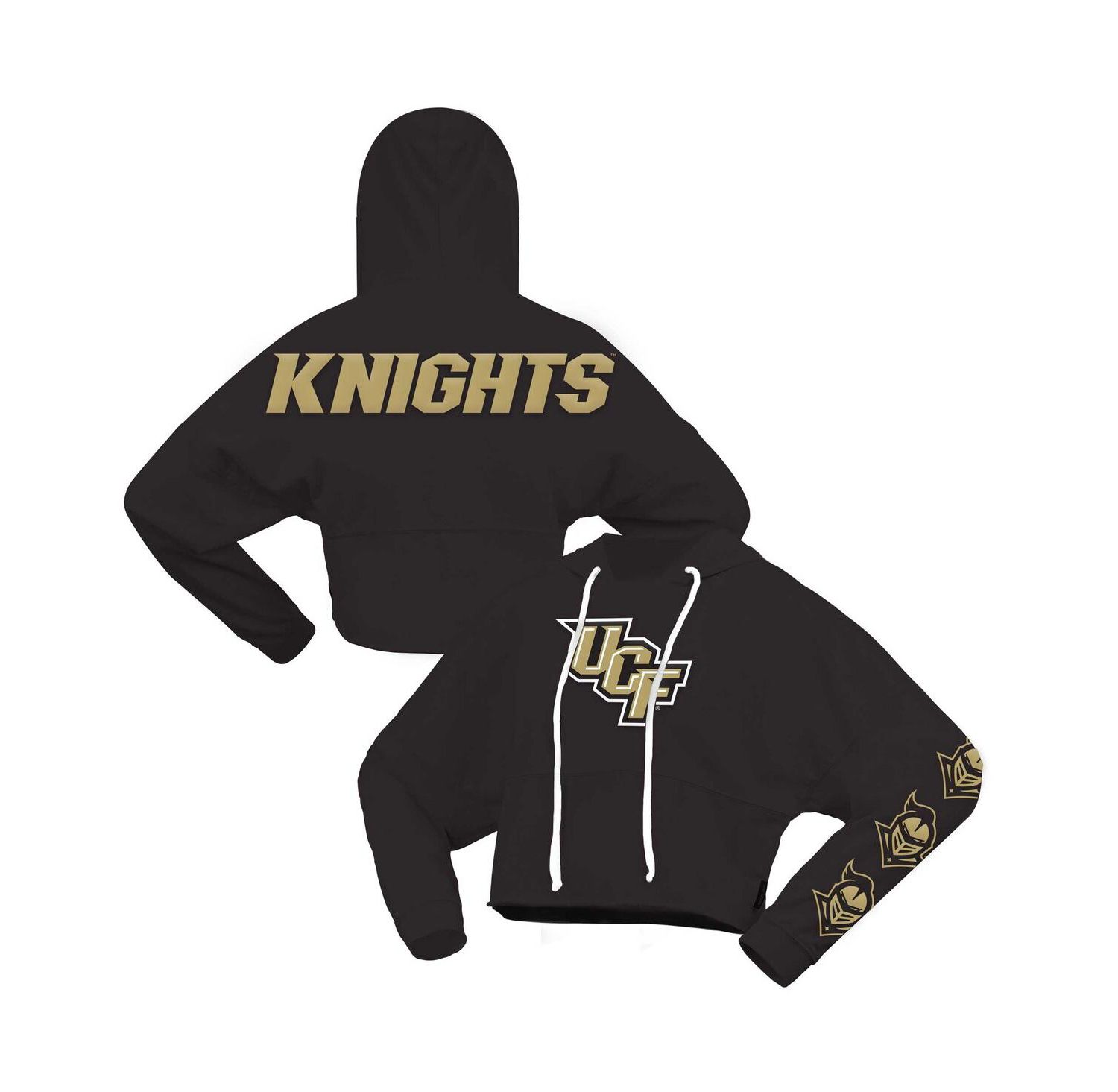 Women's Black UCF Knights Oversized Cropped Pullover Hoodie
