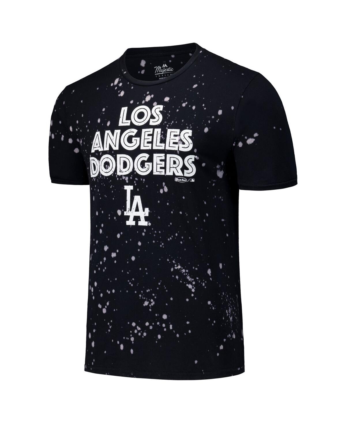 Majestic Men'sWhite Los Angeles Dodgers Splatter T-Shirt - Black, White