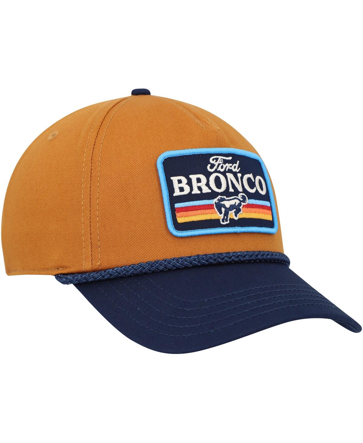 AMERICAN NEEDLE MEN'S BROWN/NAVY BRONCO ROSCOE ADJUSTABLE HAT 