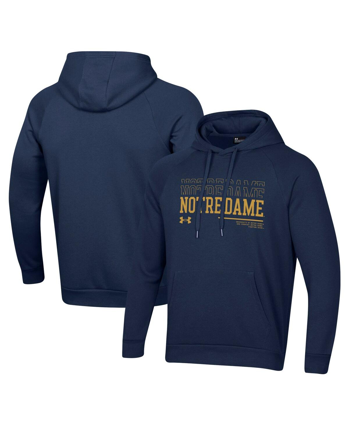 Men's Navy Notre Dame Fighting Irish 2024 Sideline Wordmark Rival Pullover Hoodie - Navy