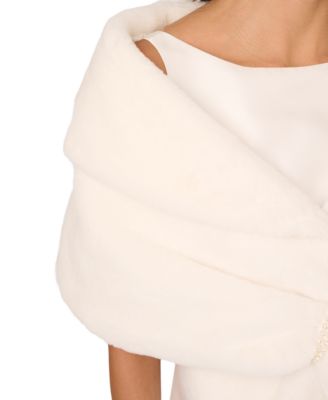 Women's Embellished Faux Fur Wrap
