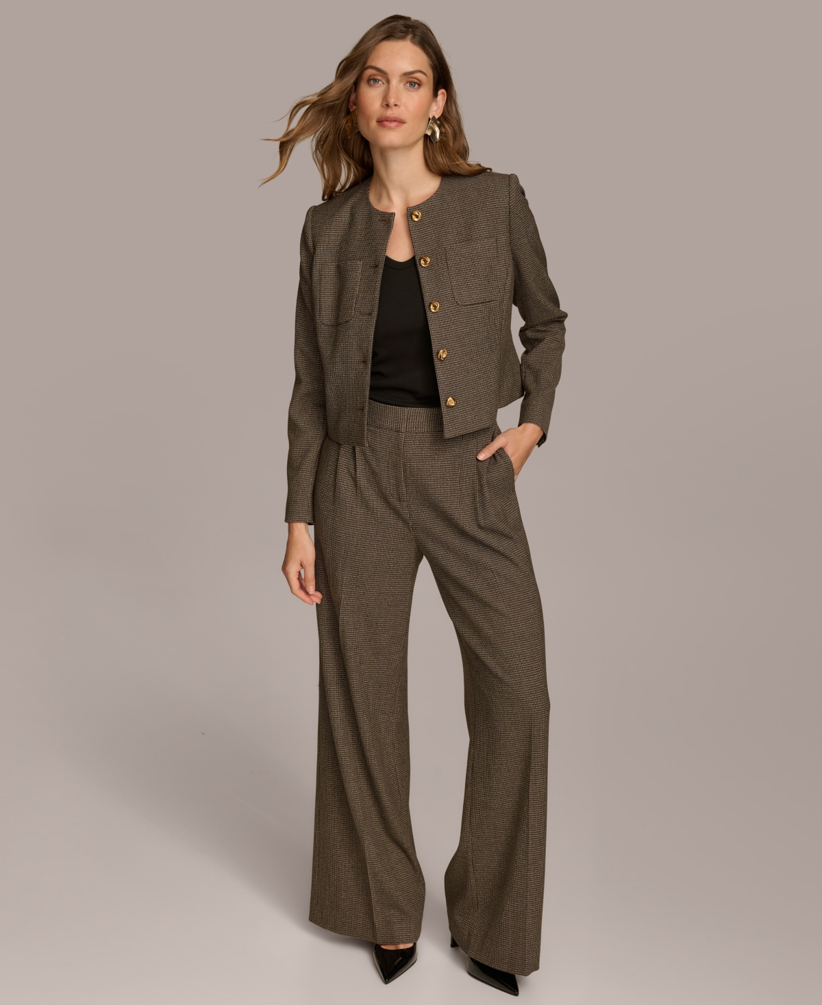 Donna Karan New York Women's Houndstooth Wide-Leg Pants
