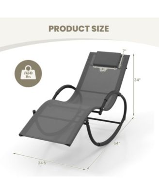 2 PCS Outdoor Rocking Lounge Chair with Removable Headrest Breathable Backrest & Seat