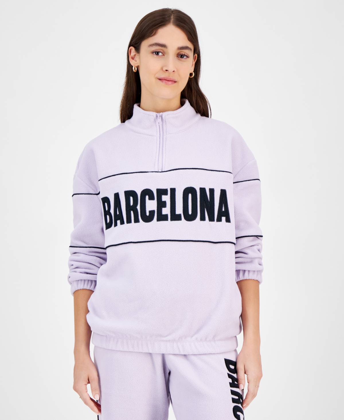 Rebellious One Juniors' Barcelona Fleece Quarter-Zip Sweatshirt