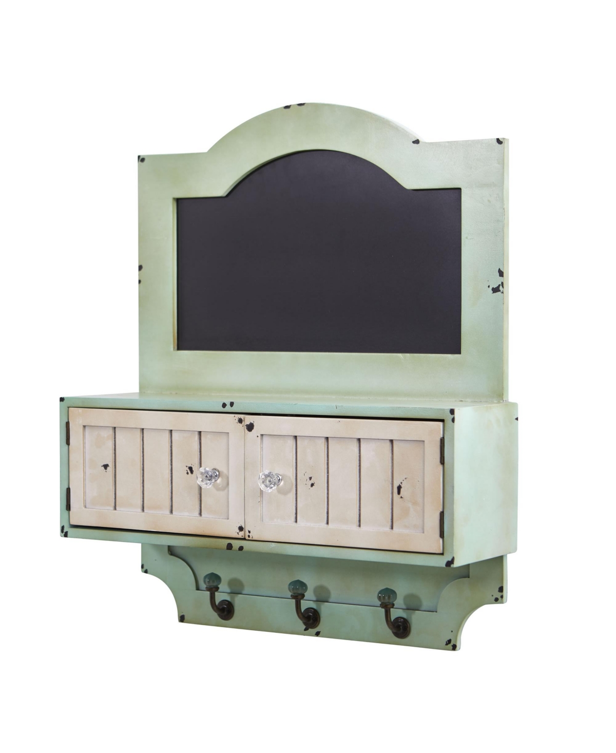 Slickblue Vintage Chalkboard Wall Organizer With Doors & Hooks