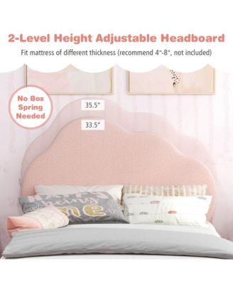 Kids Twin Platform Bed Frame Upholstered Twin Size Bed with Wooden Slats Support