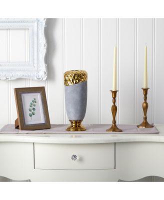 Regal Stone Vase with Gold Accents Elegant Decorative Vase for Luxurious Interiors