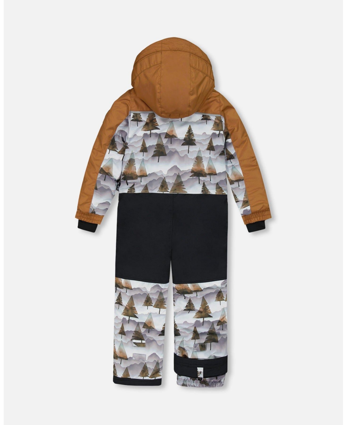 Deux par Deux Big Boys One Piece Snowsuit- Grey landscape printed brown trees
