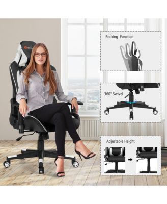 Massage Gaming Chair Reclining Racing Chair w/Lumbar Support