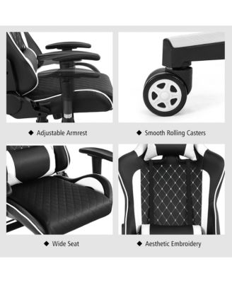 Massage Gaming Chair Reclining Racing Chair w/Lumbar Support