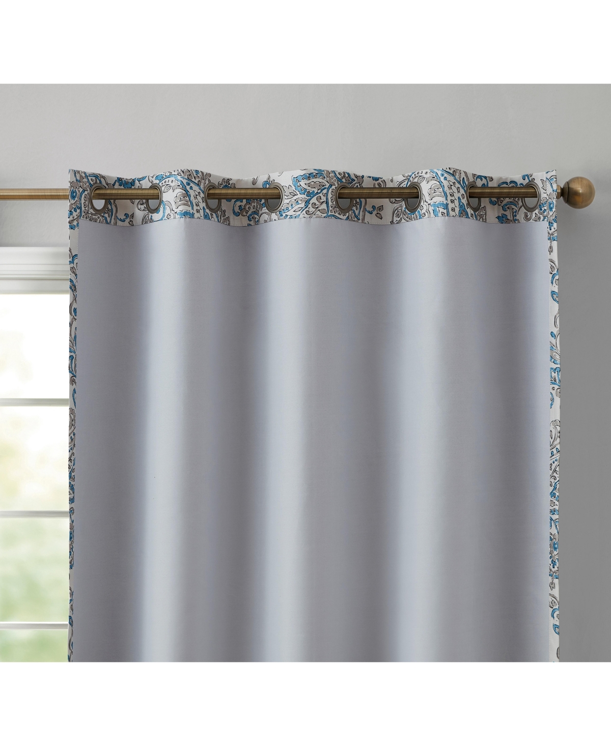 Hlc.me Amalfi Paisley Faux Silk 100% Blackout Room Darkening Thermal Lined Curtain Grommet Panels - Energy Efficient, Noise Reducing