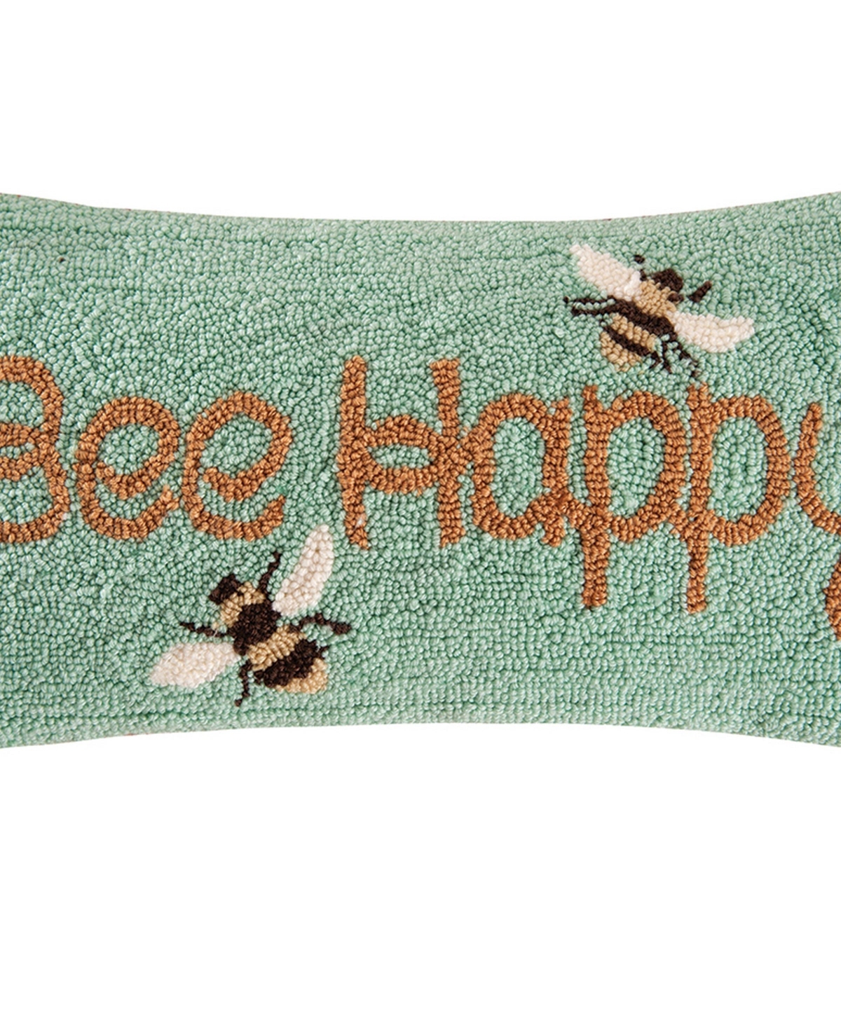 10" x 20" Spring "Bee Happy" Bumble Bee Garden Hooked Small/Petite Accent Throw Pillow