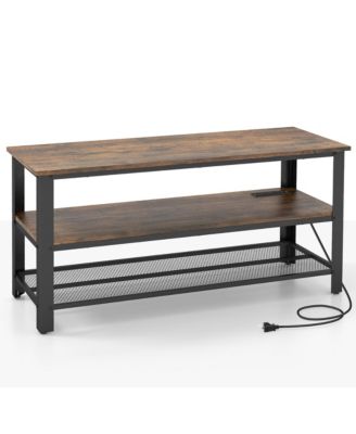 1 Pc 3-Tier TV Stand, Fits TVs up to 50", with Power Outlets, USB Ports & Shelves – Entertainment Furniture