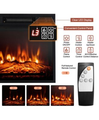 48'' TV Stand Console Cabinet w/ Fireplace Entertainment Center For Living Room Natural