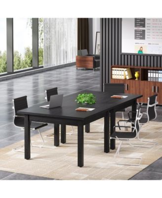 2-4 Person Wood Farmhouse Dining Table with Wooden Legs Oak Top for Small Space