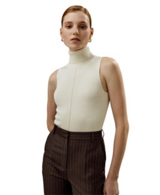 Women's Silk Knitted Turtleneck Sleeveless Top
