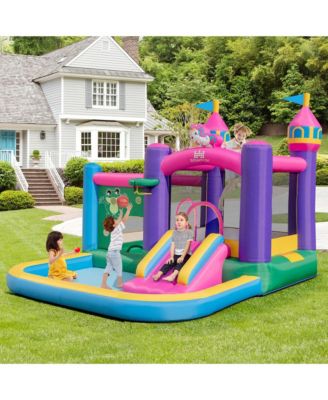 6-in-1 Kids Inflatable Bounce House with Slide Jumping Area Ball Pit Pools Castle without Blower