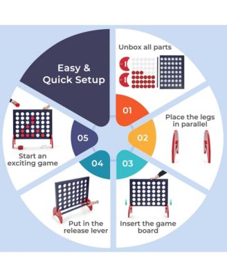 4-in-a-row Game Set with 42 PCS Chips & 600D Oxford Fabric Carrying Bag Wooden